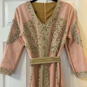 Elegant Pink Embellished Dress, Kaftan